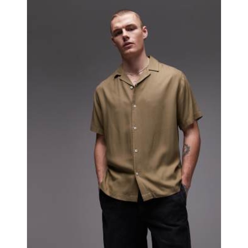 Topman short sleeve shirt in khaki