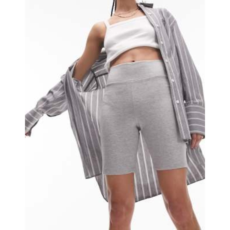 Topshop premium heavy weight legging shorts in heather gray