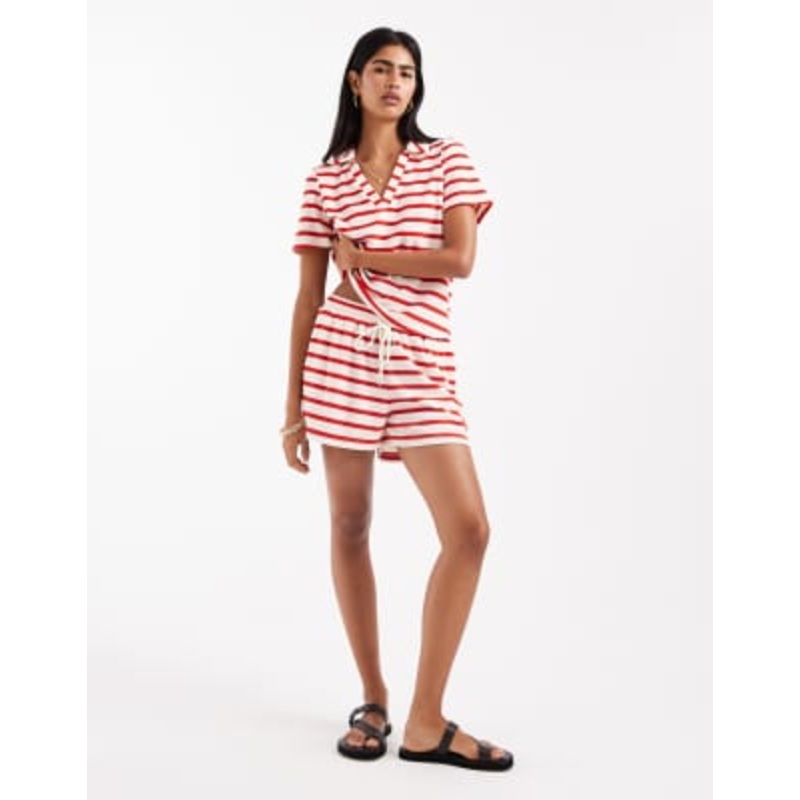 Vero Moda terrycloth shorts in red stripe – part of a set