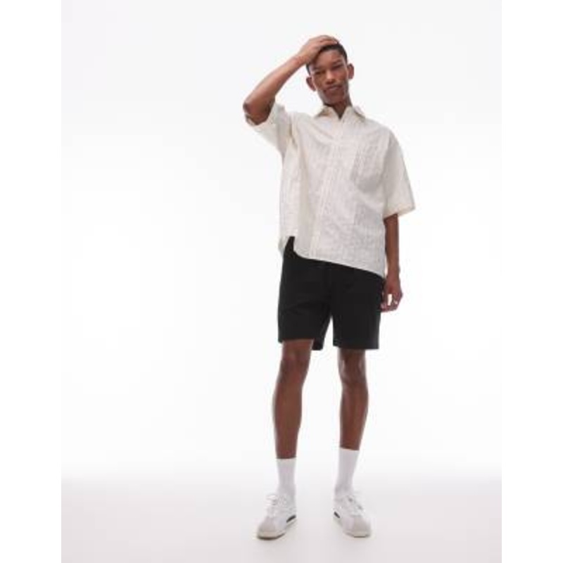 ARKET seersucker shorts with drawstring waist in black