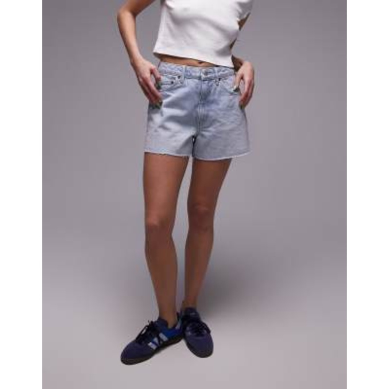 Topshop denim a-line Mom Shorts in bleach
