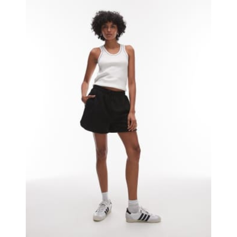Topshop pintuck sweat shorts in black