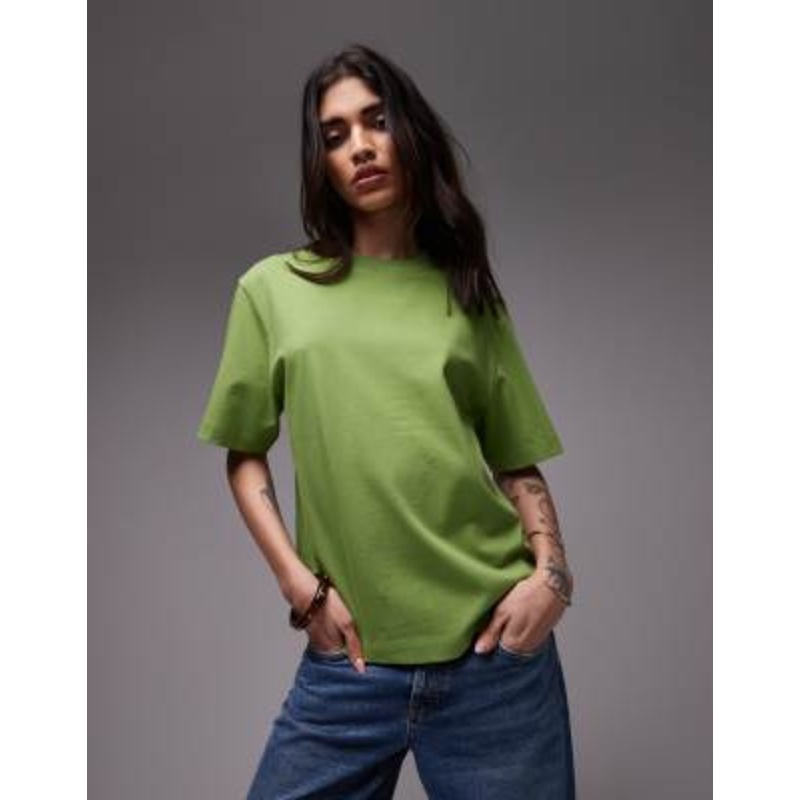 Topshop premium basic short sleeve tee in green