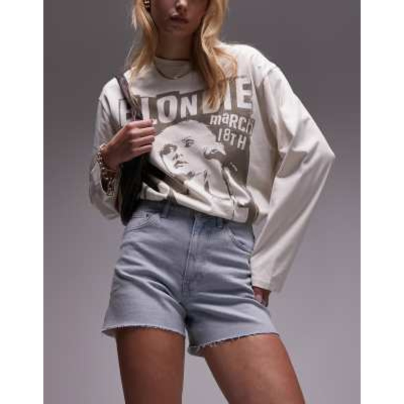 Topshop Tall comfort stretch denim shorts in bleach