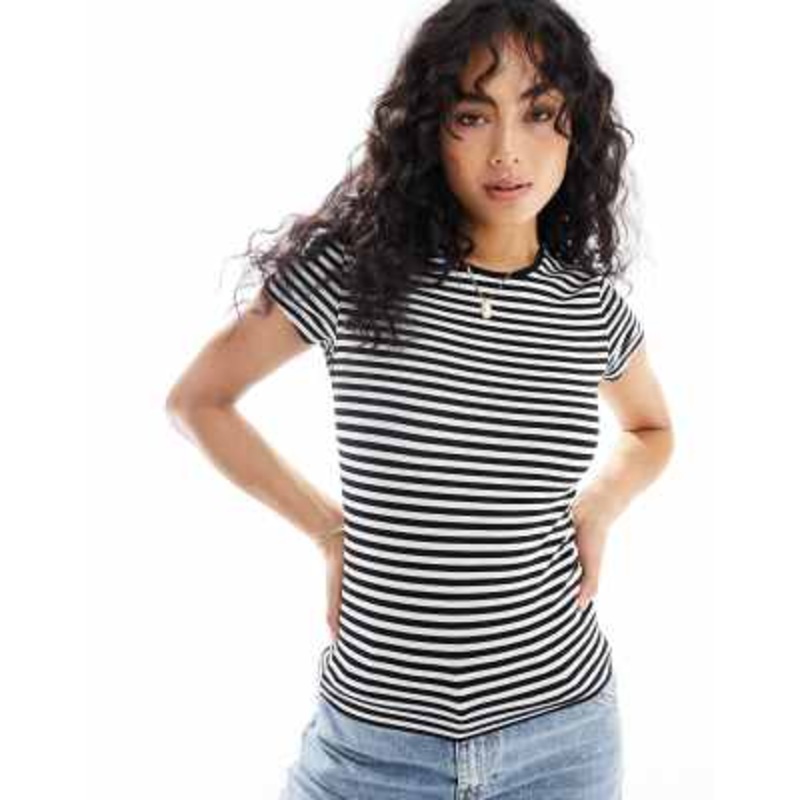 VERO MODA AWARE round neck short sleeve T-shirt in black stripe