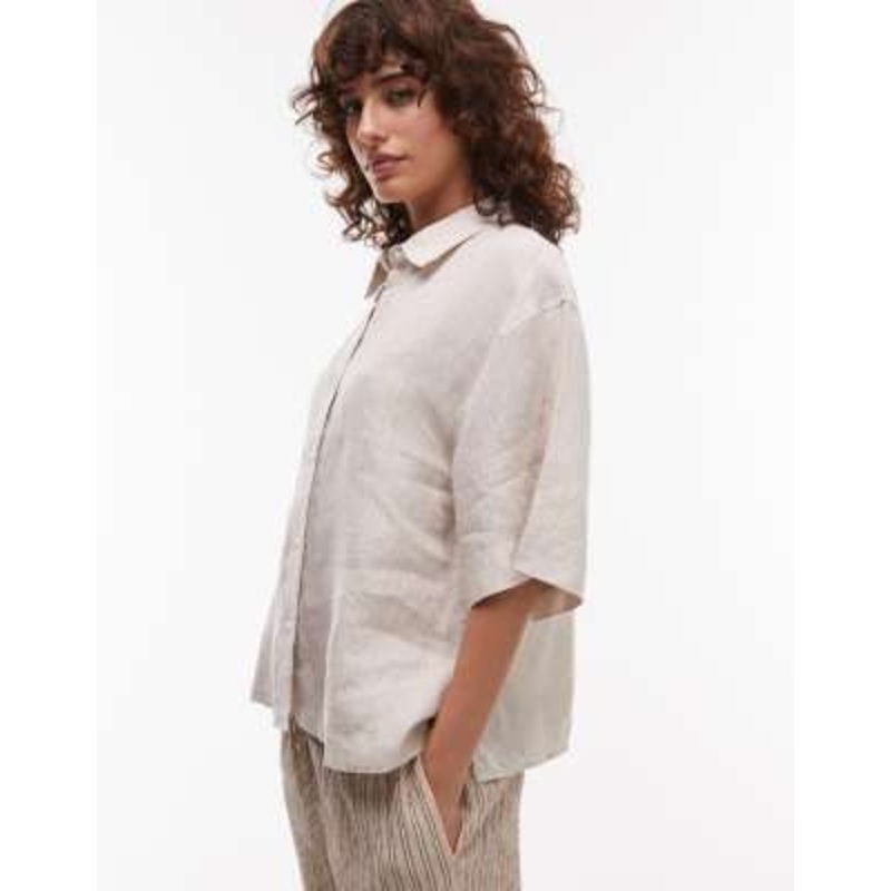 ARKET short sleeve linen shirt in beige