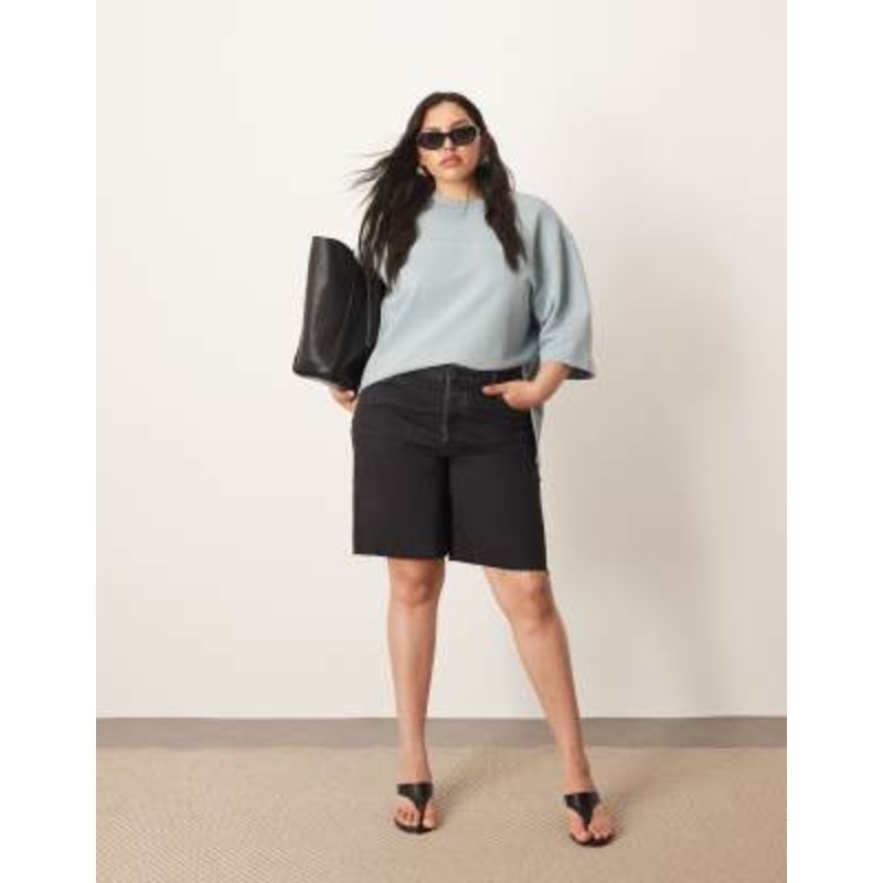 ARRANGE Curve Wilson denim slouchy shorts in washed black