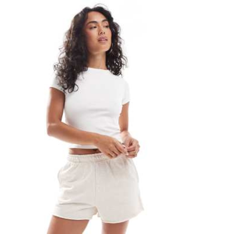 Cotton On classic fleece mini shorts in cream
