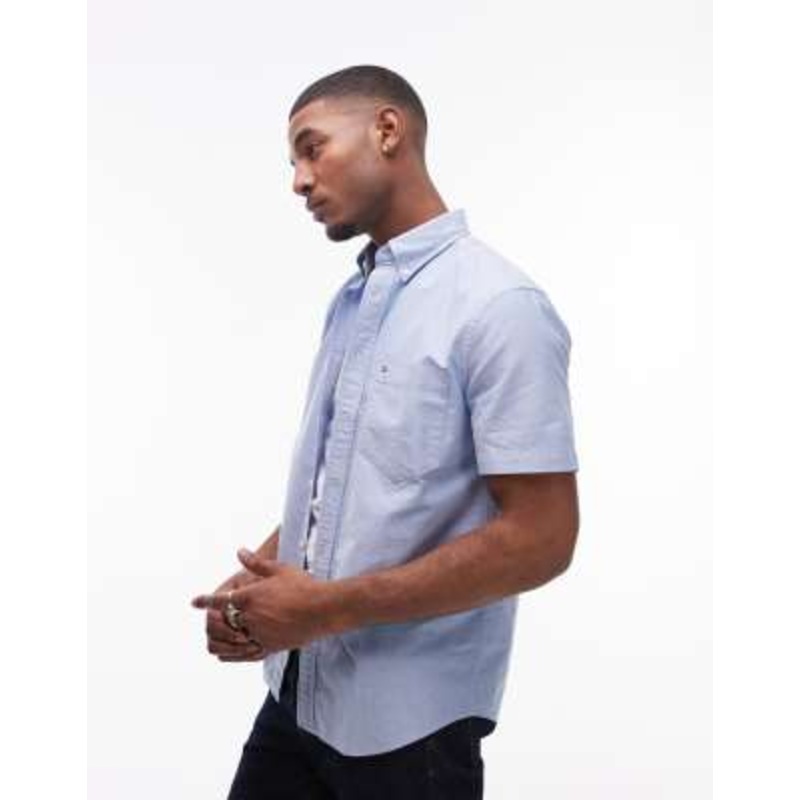 Tommy Hilfiger heritage oxford short sleeve shirt in pale blue