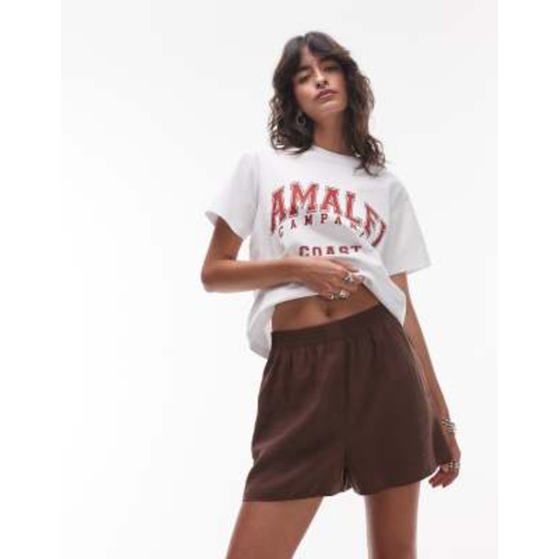 Topshop super soft cupro shorts in chocolate – part of a set