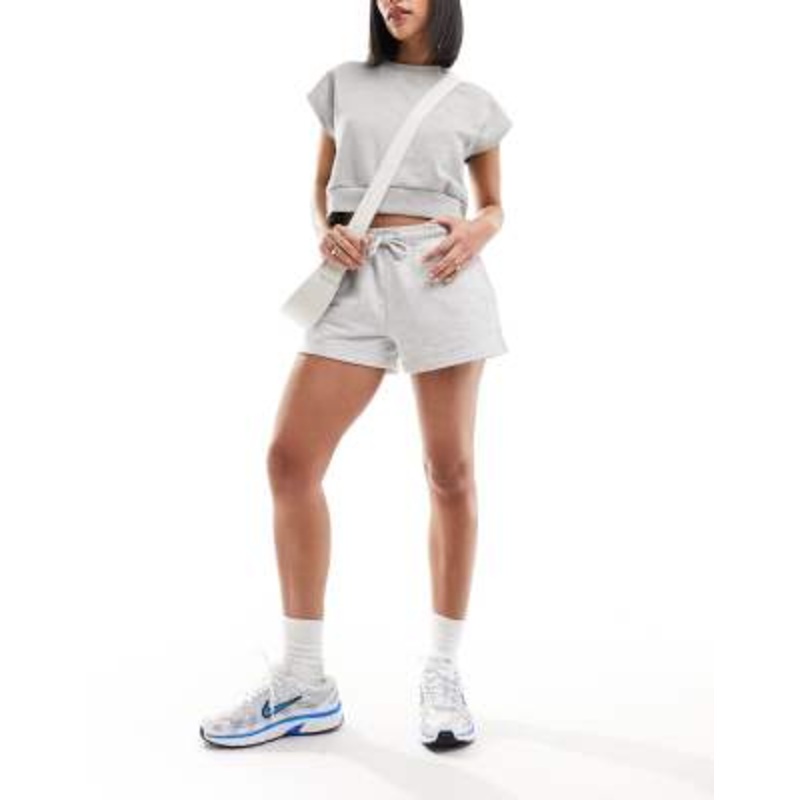 Weekday Essence jersey shorts in gray heather exclusive to