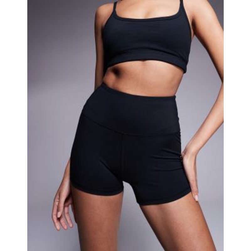 4505 Icon soft touch high waist 3 inch booty shorts in black