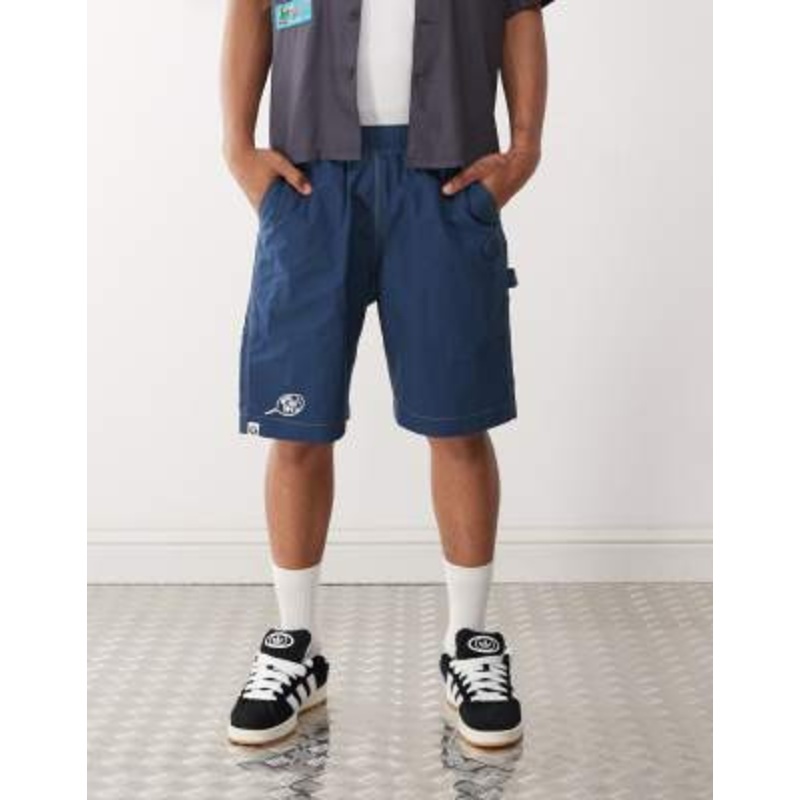 Aape by A Bathing Ape worker carpenter shorts in navy