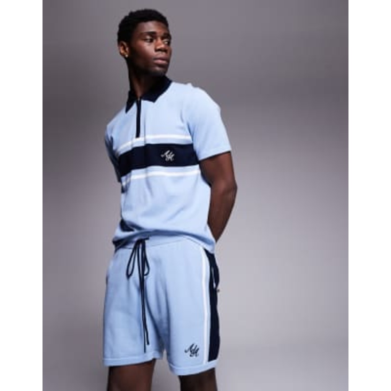 Alma De Ace logo knitted shorts in blue – part of a set