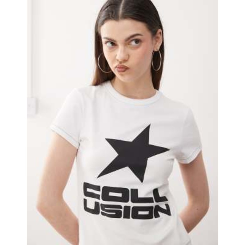 COLLUSION short sleeve shrunken T-shirt with star logo