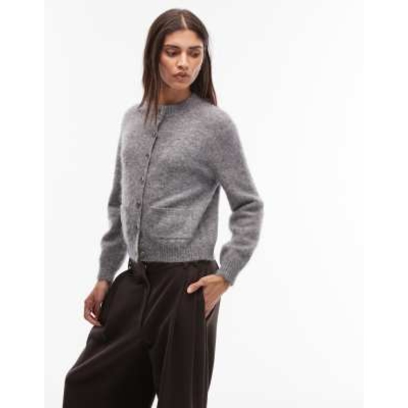 ARKET alpaca and wool short cardigan in gray