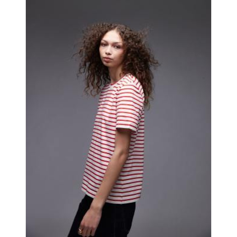 ARKET short sleeve t-shirt in pink and red stripes