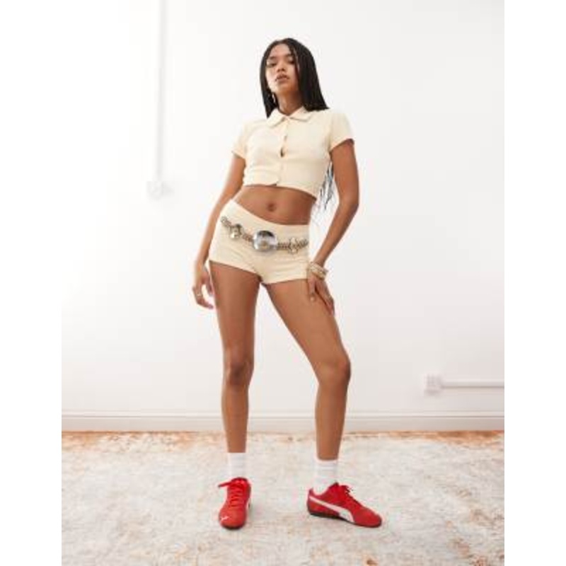 COLLUSION terrycloth micro shorts in buttermilk yellow