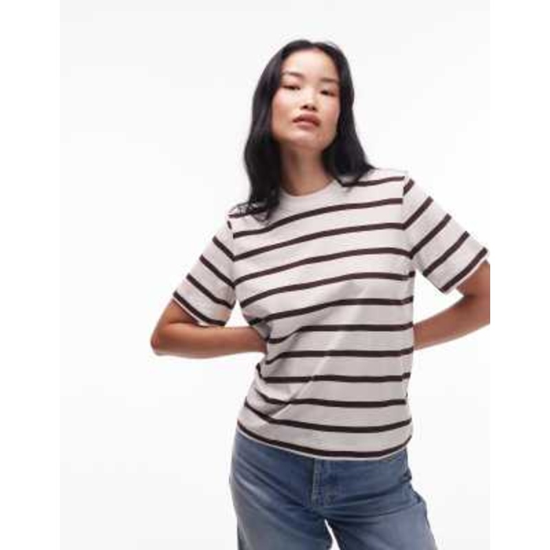& Other Stories relaxed short sleeve t-shirt in beige and brown stripes