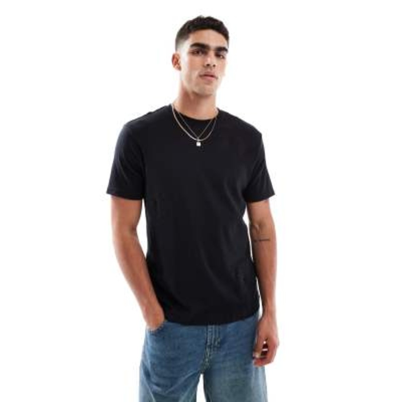 Threadbare 200 GSM short sleeve t-shirt in black with flower embroidery