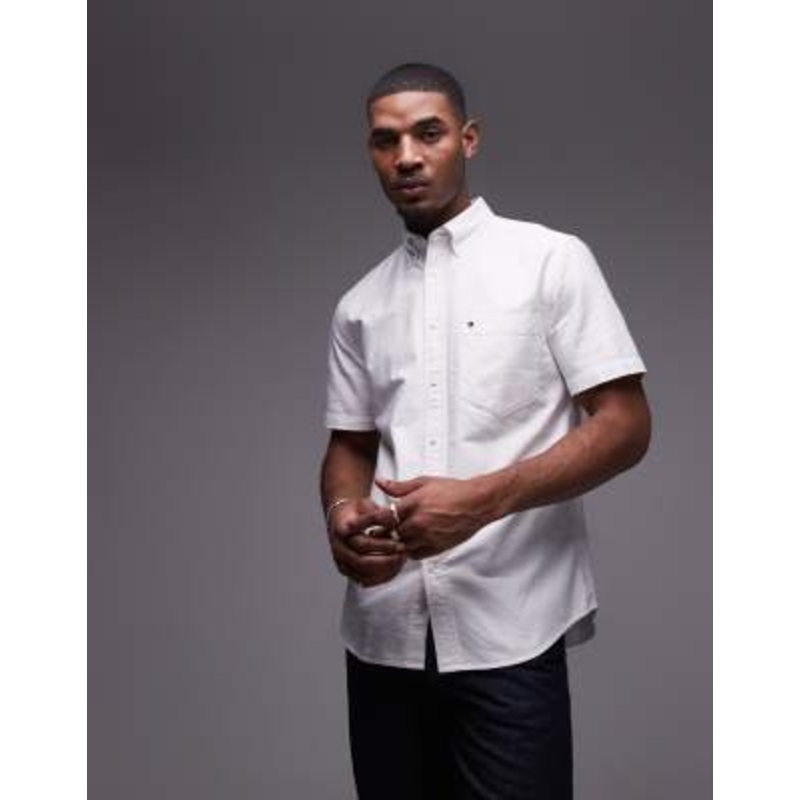 Tommy Hilfiger heritage oxford short sleeve shirt in white