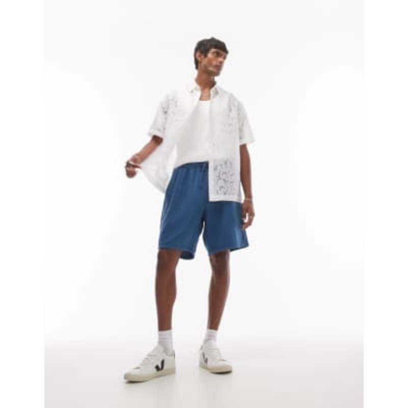 Topman washed shorts in blue