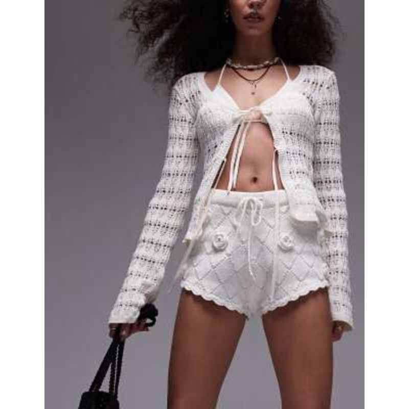 Topshop knit rose boyshorts in ivory