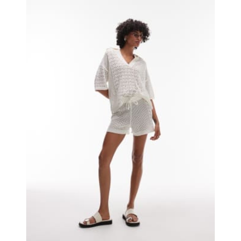 Topshop open stitch shorts in ivory – part of a set