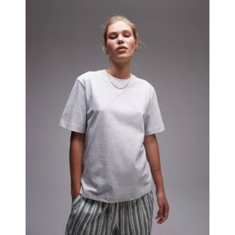 Topshop premium basic short sleeve tee in heather gray