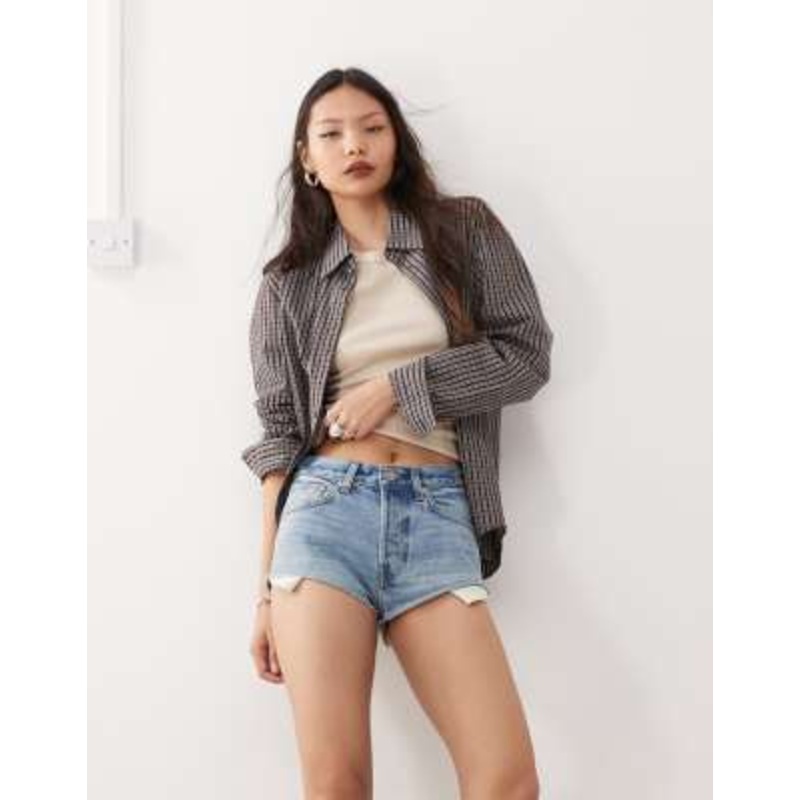 Weekday Maia micro denim shorts in blue wash