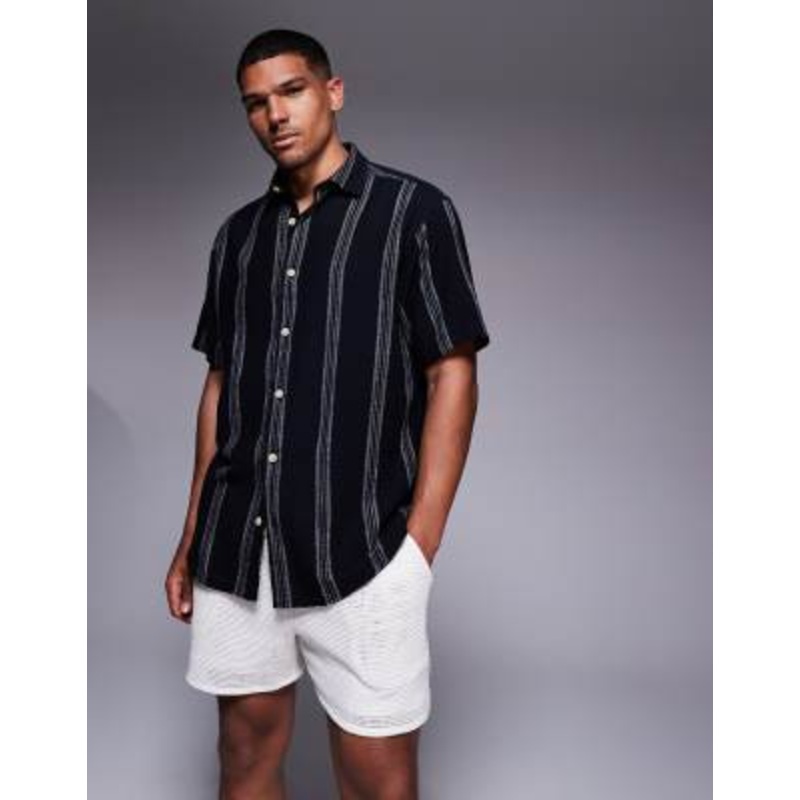 ADPT oversized short sleeve shirt in black stripes