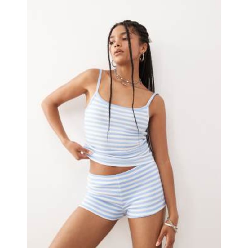COLLUSION striped micro shorts in blue and white – part of a set