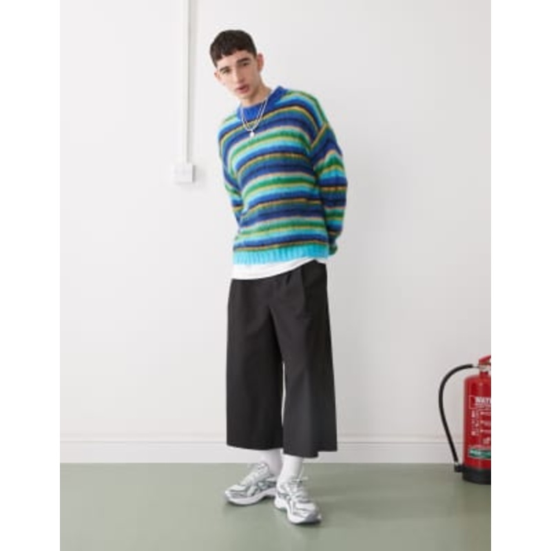 COLLUSION tailored longline shorts in black