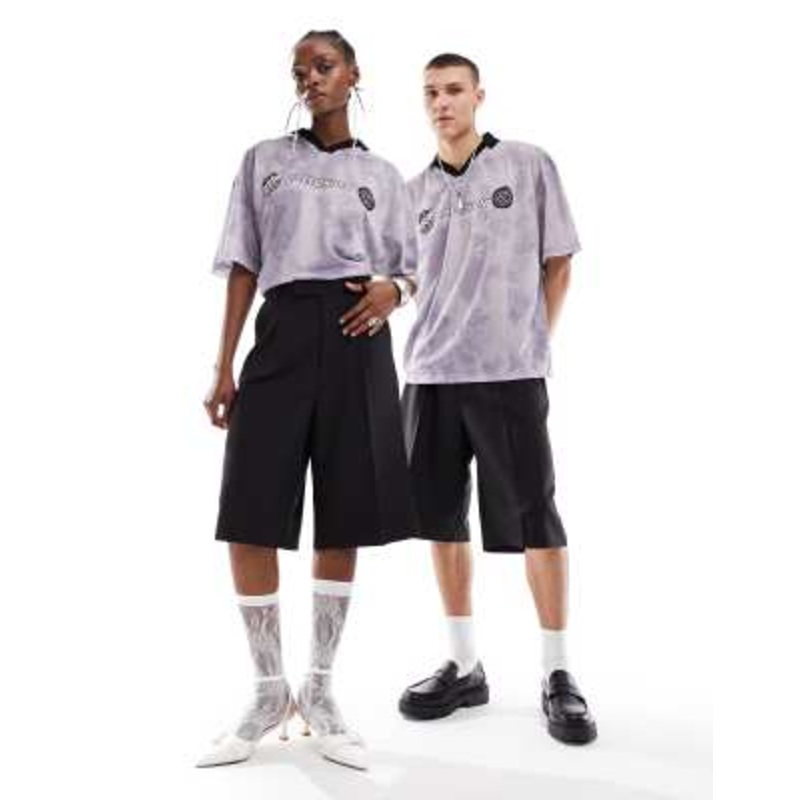 COLLUSION Unisex relaxed wide leg tailored shorts in black