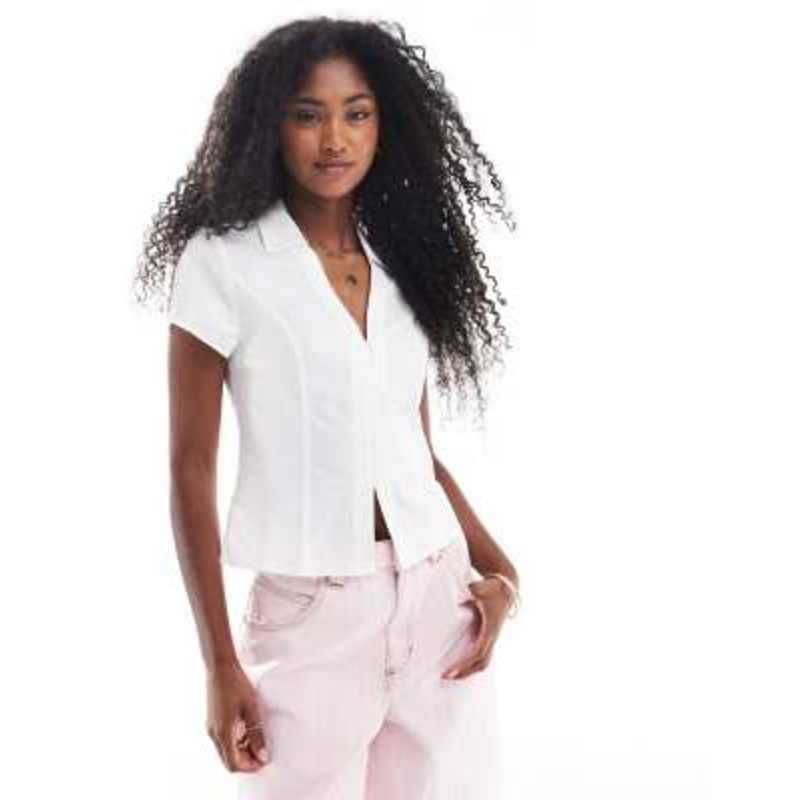 Cotton On short sleeve fitted shirt in white