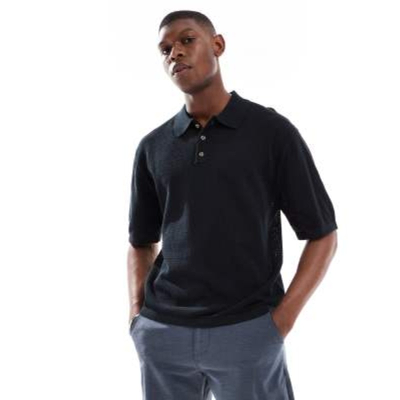 Cotton On short sleeve knit polo in black