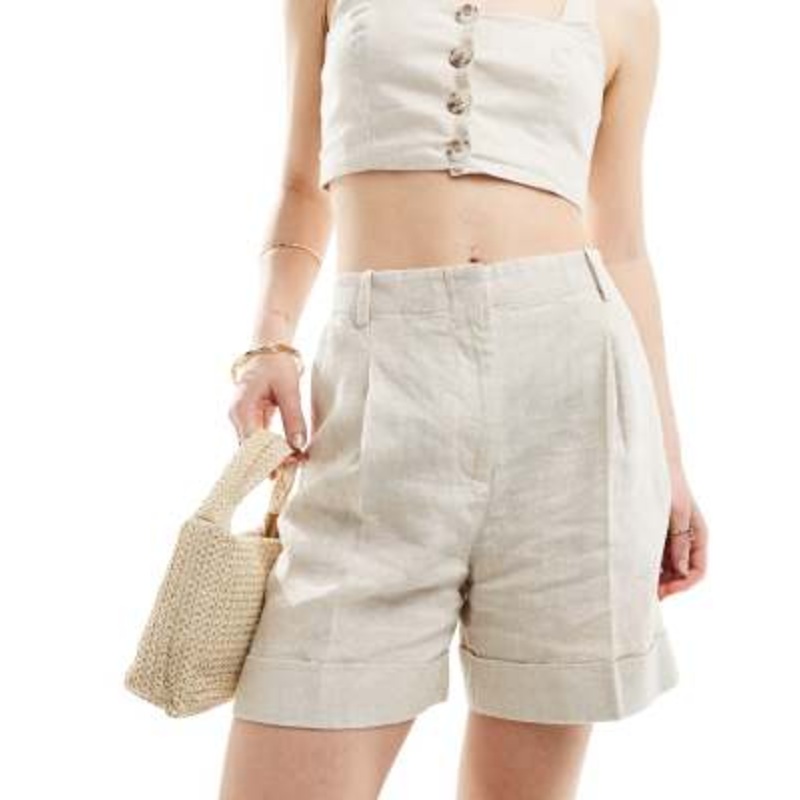 & Other Stories tailored linen shorts in beige