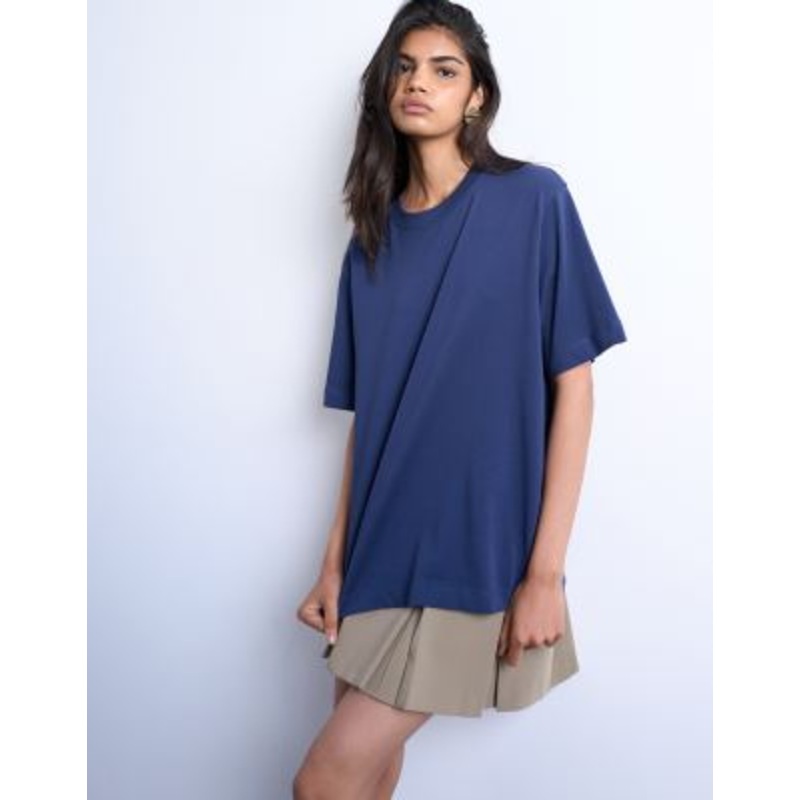 Topshop premium basic short sleeve tee in navy