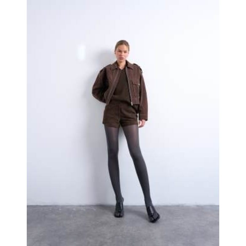 Topshop real suede mini shorts in chocolate – part of a set