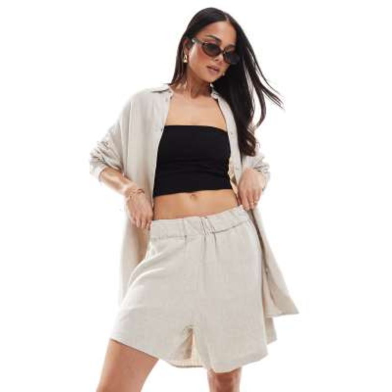 Weekday Perfect linen mix shirt and shorts set
