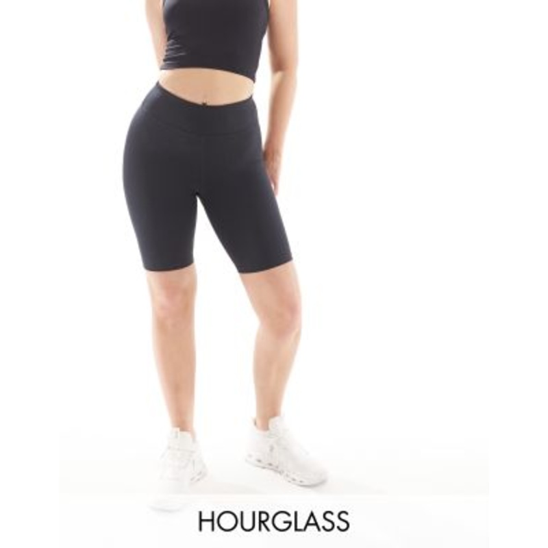 4505 Hourglass Icon 8 inch performance fabric legging shorts with bum sculpt detail in black