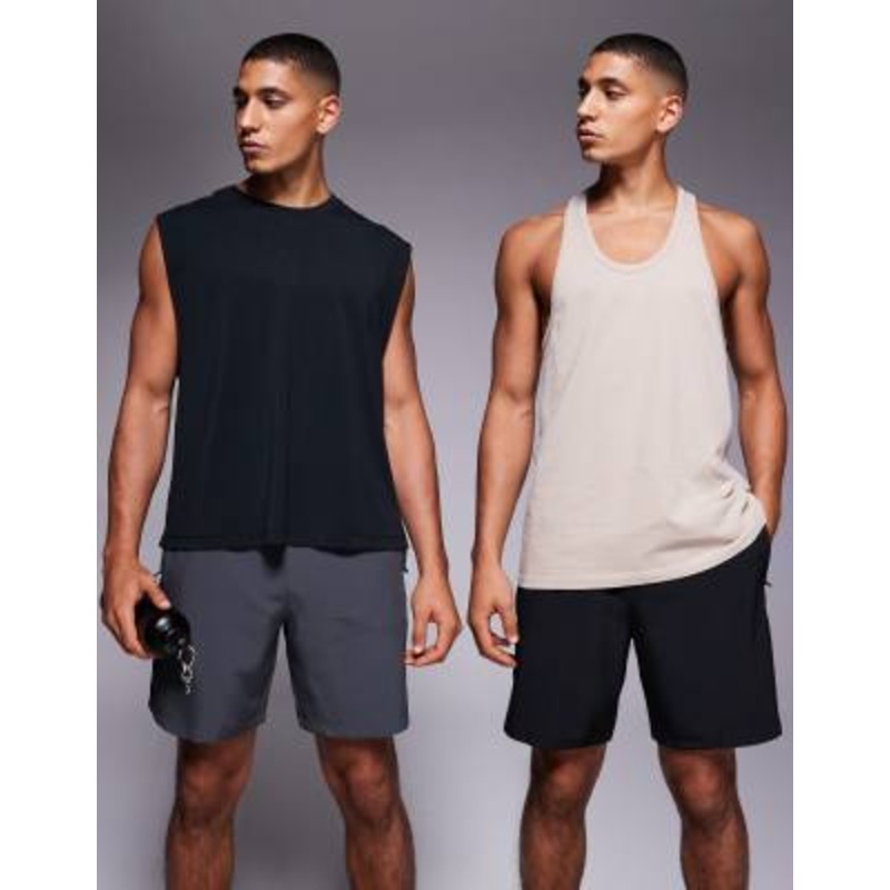 4505 Icon 7 inch quick dry training shorts with zip pockets 2 pack in black and charcoal