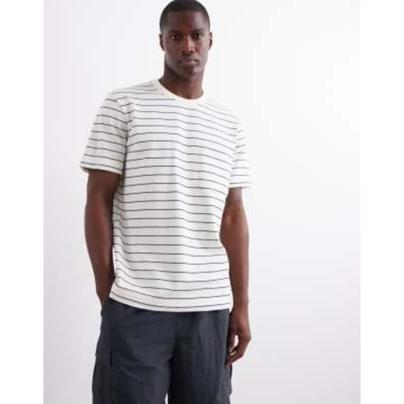 ARKET short sleeve T-shirt with pocket in white and blue stripe