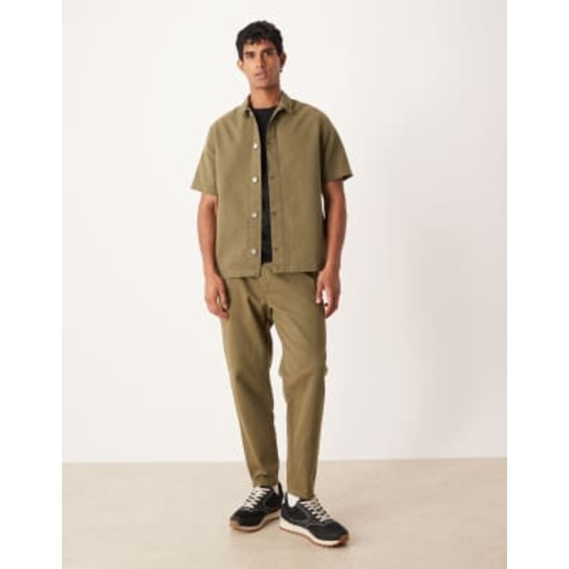 DESIGN short sleeve set in khaki