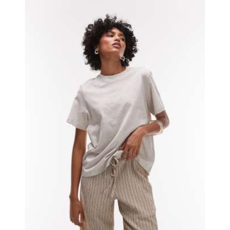 & Other Stories relaxed short sleeve T-shirt in light beige melange