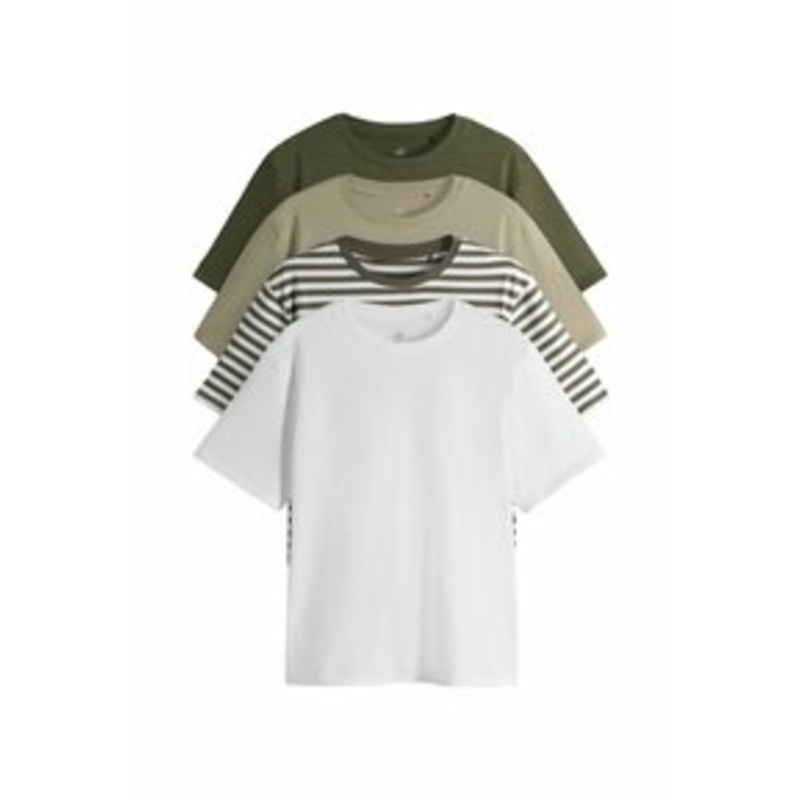THE SET 4 PACK SHORT SLEEVE  – REGULAR FIT – T-Shirt basic – white stripe khaki light khaki/wei