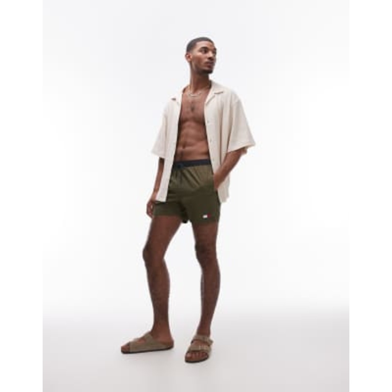 Tommy Hilfiger drawstring swim shorts in khaki green