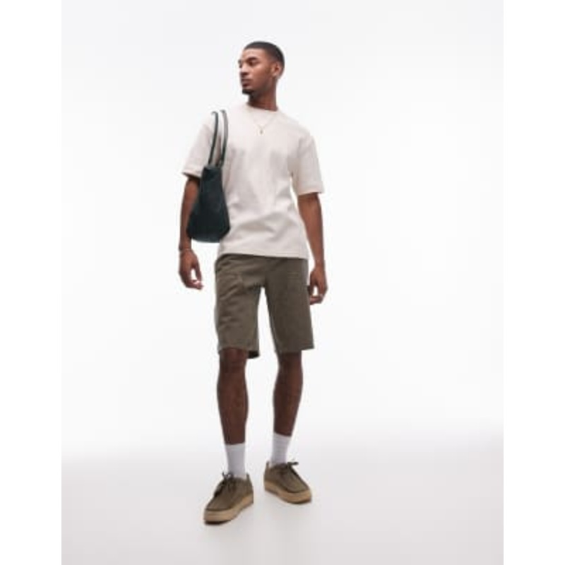 Topman carpenter shorts in washed khaki