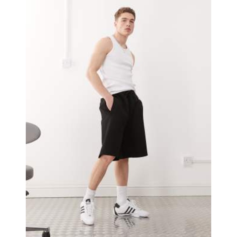 Weekday Simon Jersey Shorts in Black in Scuba-Style Fabric