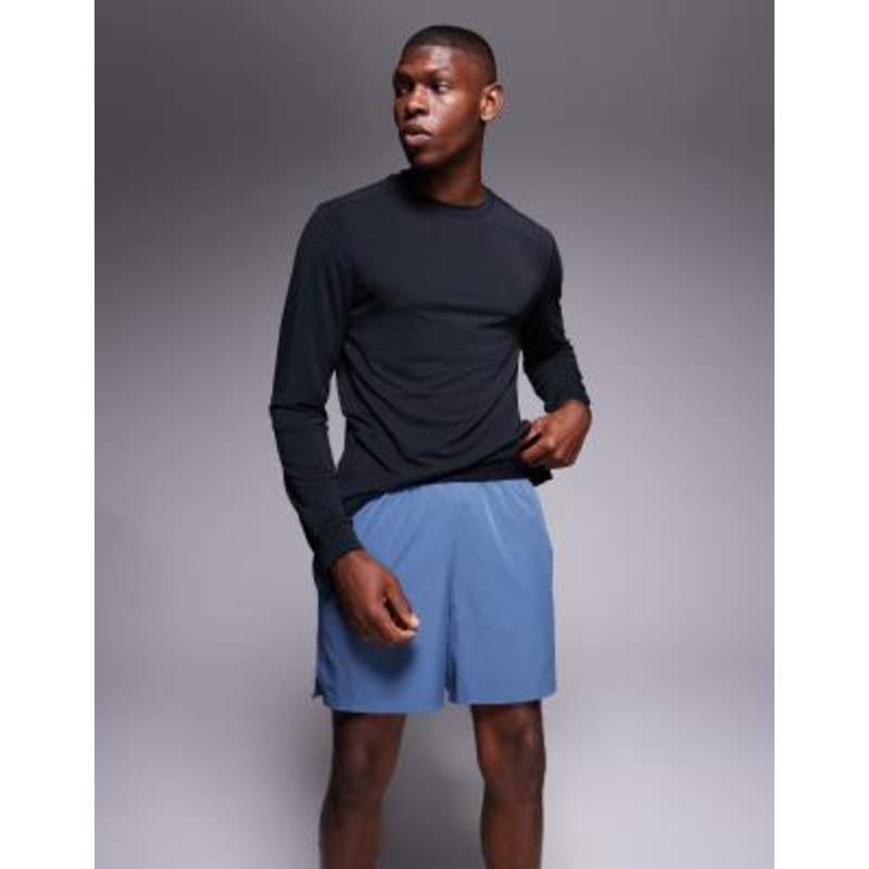 4505 5″ running shorts with elastic waist and zippered phone pocket in chalk blue